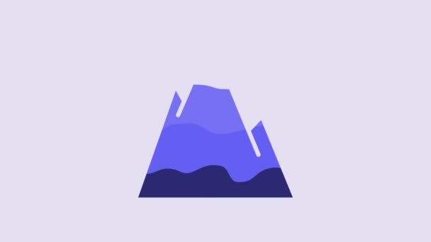 Blue Mountains Icon Isolated Purple Background Symbol Victory Success Concept — ストック動画