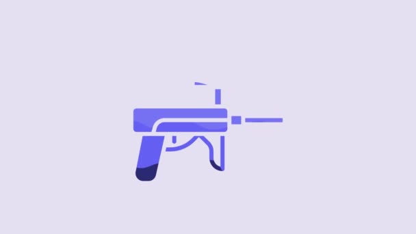Blue Paintball Gun Icon Isolated Purple Background Video Motion Graphic — Stockvideo