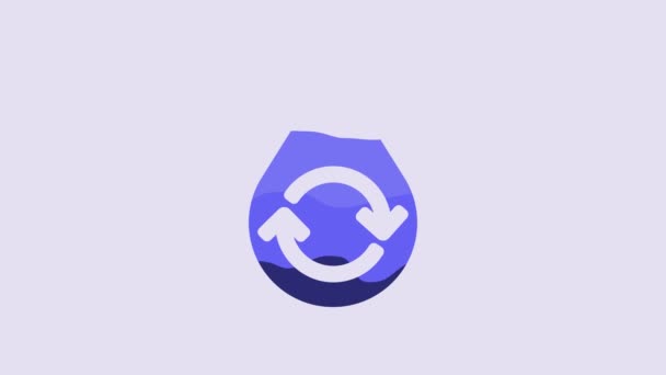 Blue Recycle Clean Aqua Icon Isoliert Auf Violettem Hintergrund Wassertropfen — Stockvideo