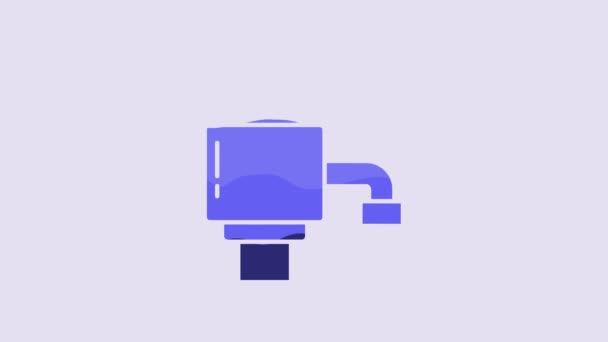Blue Mechanical Pump Bottled Water Icon Isolated Purple Background Video — ストック動画