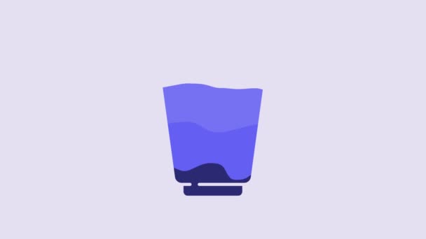 Blue Water Filter Cartridge Icon Isolated Purple Background Video Motion — Vídeo de Stock
