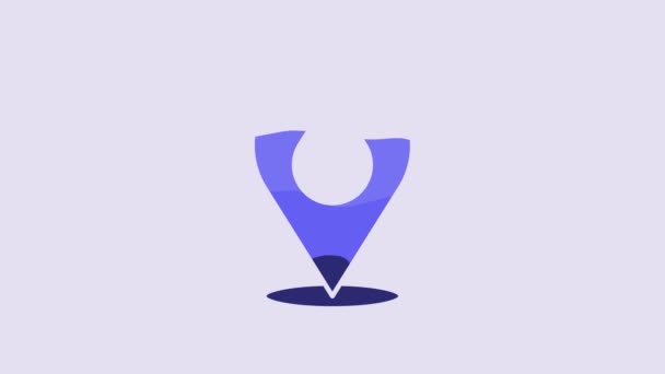 Blue Water Drop Location Icon Isolated Purple Background Video Motion — 비디오