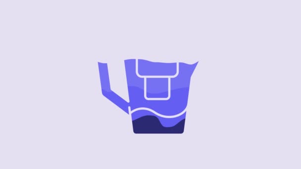 青い水は紫色の背景に隔離されたフィルターアイコンでジャグします 4Kビデオモーショングラフィックアニメーション — ストック動画
