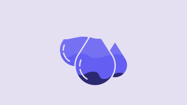 Blue Water Drop Icon Isolated Purple Background Video Motion Graphic — ストック動画