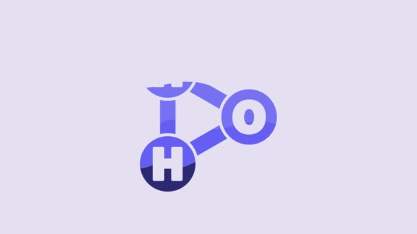 Синя Хімічна Формула Крапель Води H2O Формі Ізольована Фіолетовому Фоні — стокове відео