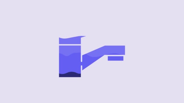 Blue Water Tap Icon Isolated Purple Background Video Motion Graphic — 图库视频影像