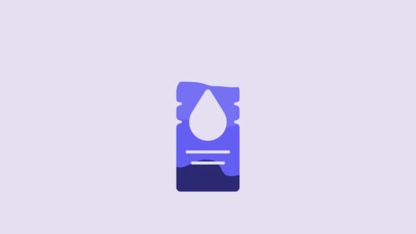 Blue Bottle Water Icon Isolated Purple Background Soda Aqua Drink — Video