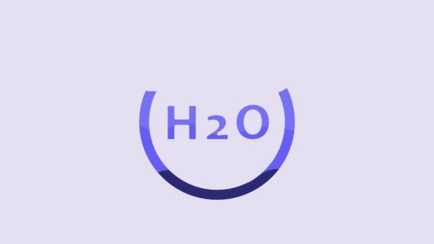 Niebieski Wzór Chemiczny Krople Wody Ikona Kształcie H2O Izolowana Fioletowym — Wideo stockowe