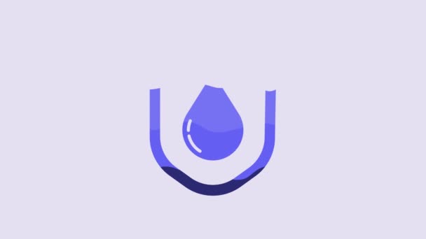 Blue Waterproof Icon Isolated Purple Background Water Resistant Liquid Protection — Stockvideo