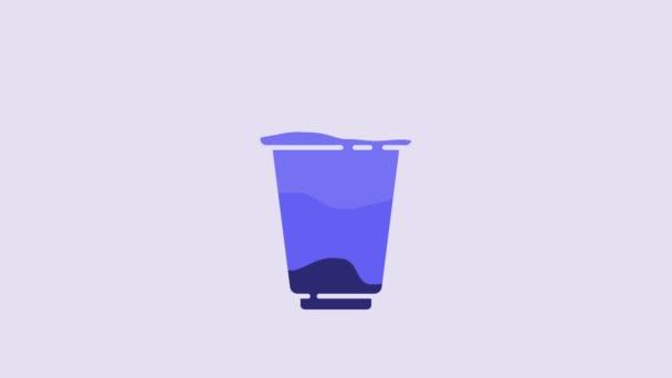 蓝色水滤盒图标隔离在紫色背景上 4K视频运动图形动画 — 图库视频影像