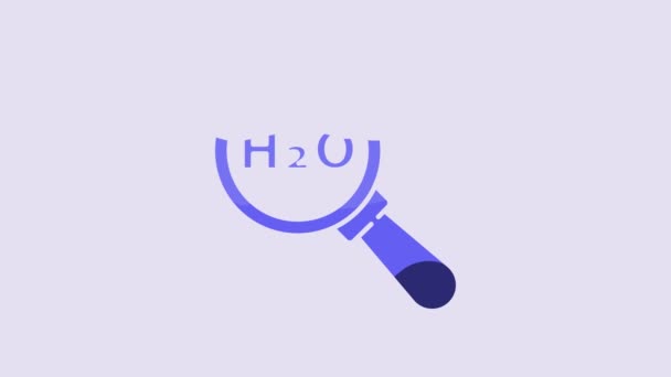 Blue Chemical Formula Water Drops H2O Shaped Icon Isolated Purple — 图库视频影像