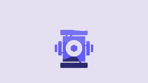 Blue Fire Hydrant Icoon Geïsoleerd Paarse Achtergrond Video Motion Grafische — Stockvideo