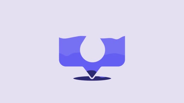 Blue Water Drop Location Icon Isolated Purple Background Video Motion — Vídeo de Stock