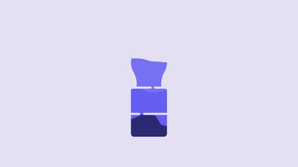 Blue Bottle Water Icon Isolated Purple Background Soda Aqua Drink — Video