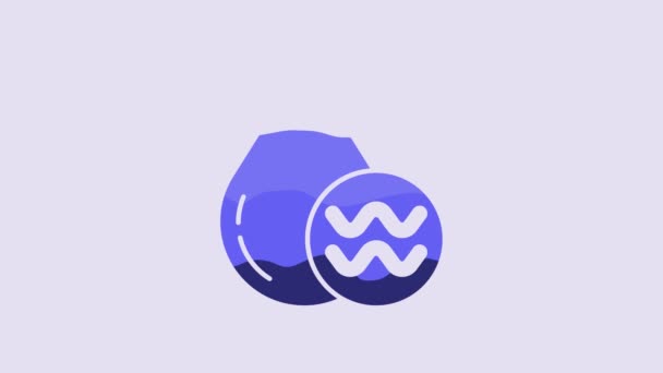 Blue Recycle Clean Aqua Icon Isolated Purple Background Drop Water — Stockvideo