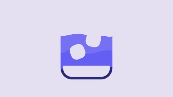 Blue Glass Whiskey Ice Cubes Icon Isolated Purple Background Video — Video