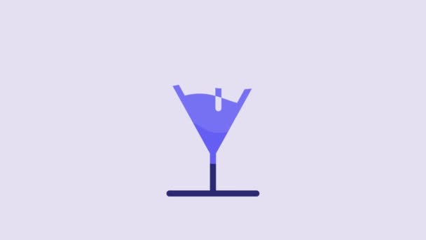 Иконка Синего Коктейля Выделена Фиолетовом Фоне Видеографическая Анимация — стоковое видео