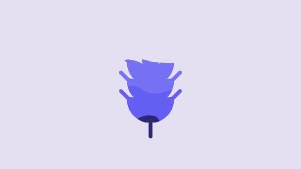 Blue Hop Icon Isolated Purple Background Video Motion Graphic Animation — Stockvideo