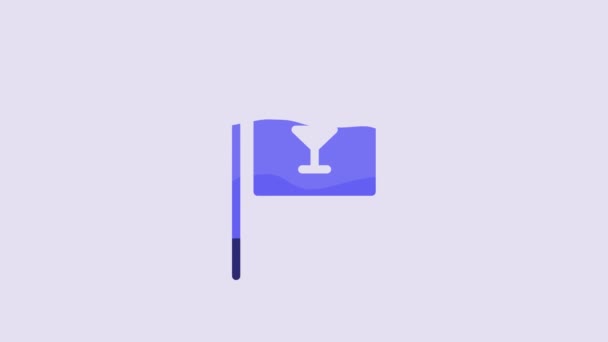 Сигборд Блу Стріт Іконою Бар Ізольованою Фіолетовому Фоні Підходить Рекламного — стокове відео