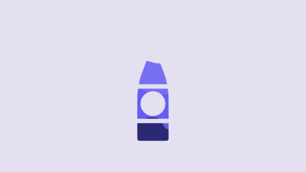 Блакитна Пляшка Пива Ізольована Фіолетовому Фоні Відео Рух Графічна Анімація — стокове відео