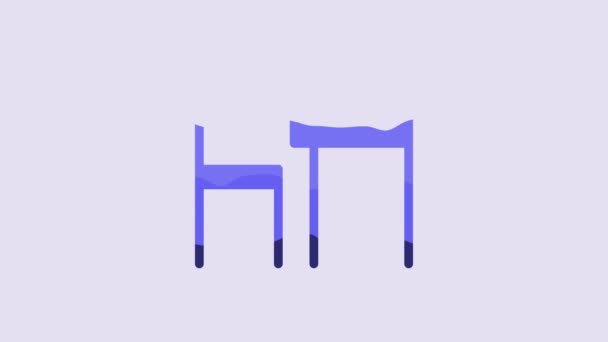 Blue School Table Chair Classroom Icon Isolated Purple Background School — Video