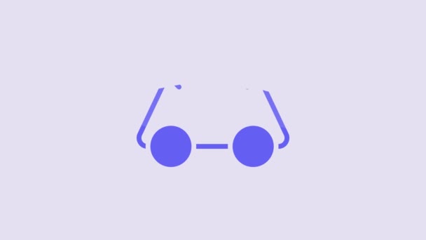 Blue Glasses Icon Isolated Purple Background Eyeglass Frame Symbol Video — Stockvideo