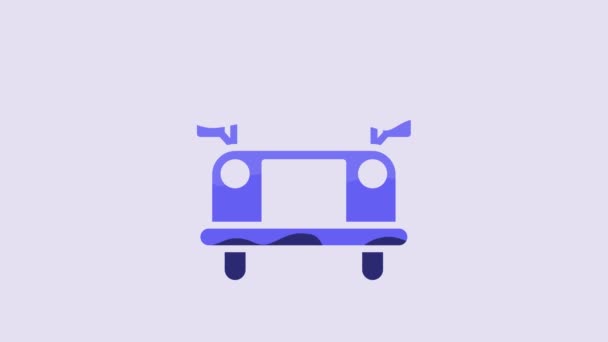 Icône Bus Scolaire Bleu Isolé Sur Fond Violet Symbole Des — Video