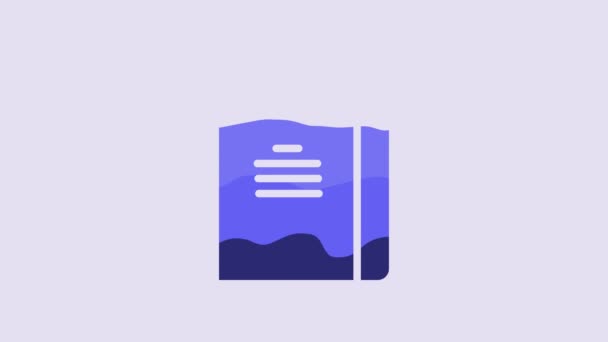 Ікона Blue Notebook Ізольована Фіолетовому Фоні Спіральна Ікона Блокноту Шкільний — стокове відео