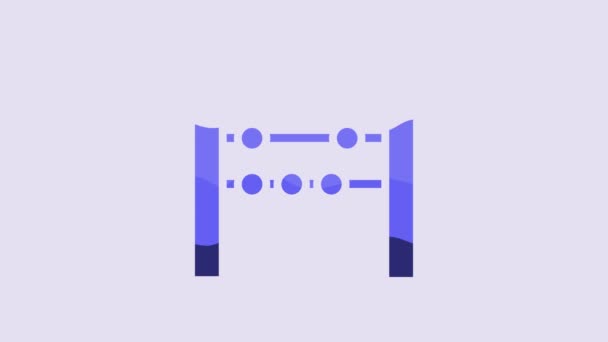 Blue Abacus Icon Isolated Purple Background Traditional Counting Frame Education — Stock videók