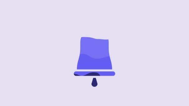 Blue Ringing Bell Icon Isolated Purple Background Alarm Symbol Service — Stockvideo