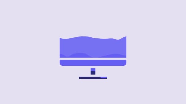 Blue Computer Monitor Screen Icon Isolated Purple Background Electronic Device — 图库视频影像