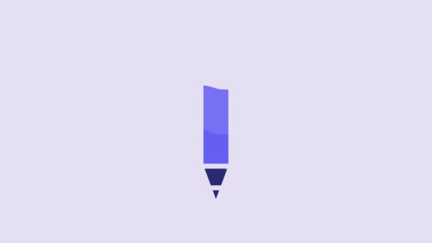 Blue Pencil Eraser Icon Isolated Purple Background Drawing Educational Tools — Vídeos de Stock