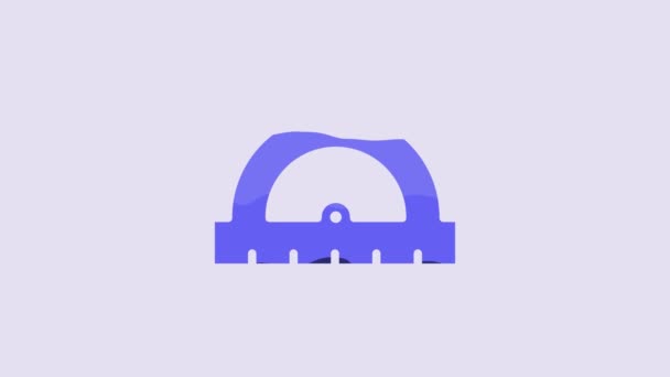 Blue Protractor Grid Measuring Degrees Icon Isolated Purple Background Tilt — Stock Video