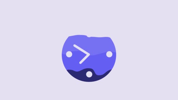 Blue Clock Icon Isolated Purple Background Time Symbol Video Motion — Wideo stockowe