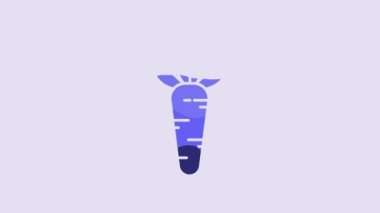 Blue Carrot icon isolated on purple background. 4K Video motion graphic animation.