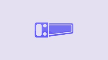 Blue Hand saw icon isolated on purple background. 4K Video motion graphic animation.