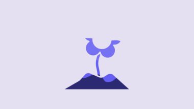 Blue Flower icon isolated on purple background. 4K Video motion graphic animation.