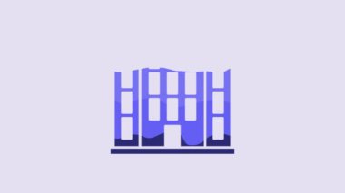 Blue House icon isolated on purple background. Home symbol. 4K Video motion graphic animation.