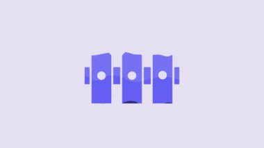 Blue Garden fence wooden icon isolated on purple background. 4K Video motion graphic animation.
