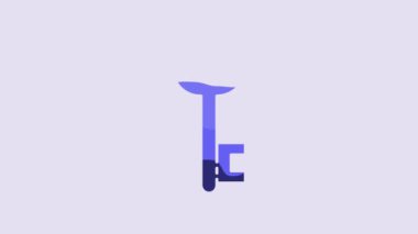 Blue House key icon isolated on purple background. 4K Video motion graphic animation.