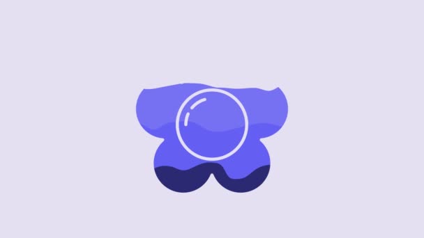 Blue Flower Icon Isolated Purple Background Video Motion Graphic Animation — Stock Video