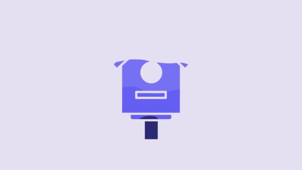 Blue Bird House Icon Isolated Purple Background Nesting Box Birdhouse — Vídeo de Stock