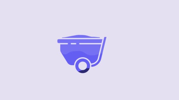 Blue Wheelbarrow Dirt Icon Isolated Purple Background Tool Equipment Agriculture — Stock Video