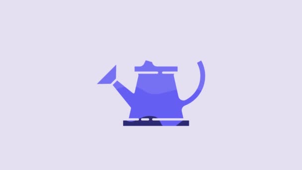 Blue Watering Can Icon Isolated Purple Background Irrigation Symbol Video — Video Stock