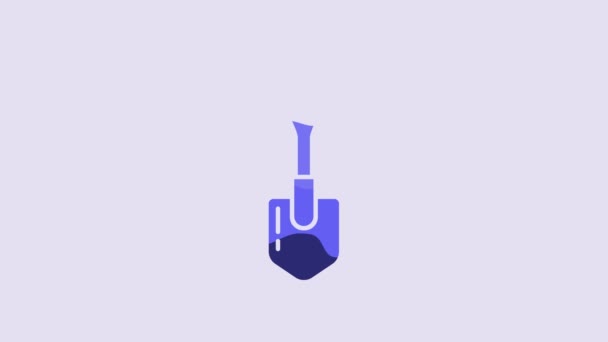Blue Shovel Icon Isolated Purple Background Gardening Tool Tool Horticulture — Stockvideo