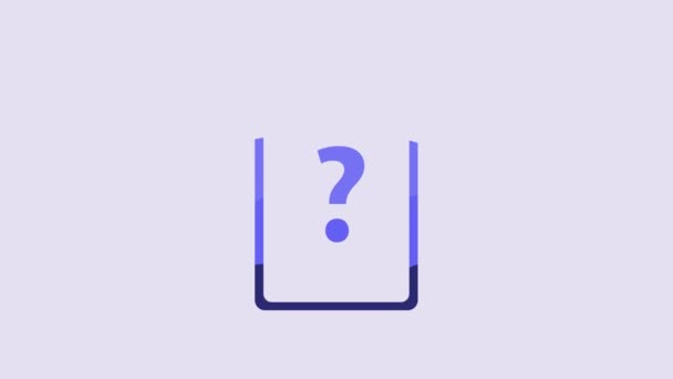 Синий Буфер Обмена Вопросительным Знаком Выделенным Фиолетовом Фоне Исследование Викторина — стоковое видео