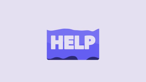 Синий Значок Помощи Браузера Выделен Фиолетовом Фоне Протокол Интернет Связи — стоковое видео