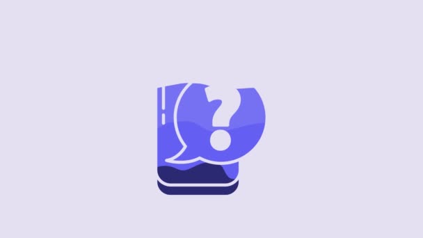 Teléfono Móvil Azul Con Icono Pregunta Aislado Sobre Fondo Púrpura — Vídeos de Stock