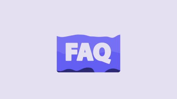 Blue Browser Faq Icon Isolated Purple Background Internet Communication Protocol — Stok video