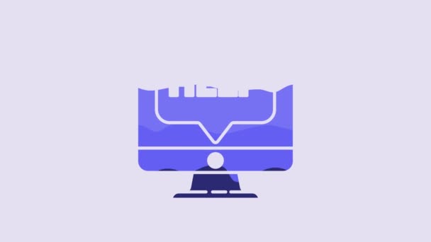Синий Монитор Иконка Помощи Выделены Фиолетовом Фоне Регулировка Обслуживание Настройка — стоковое видео